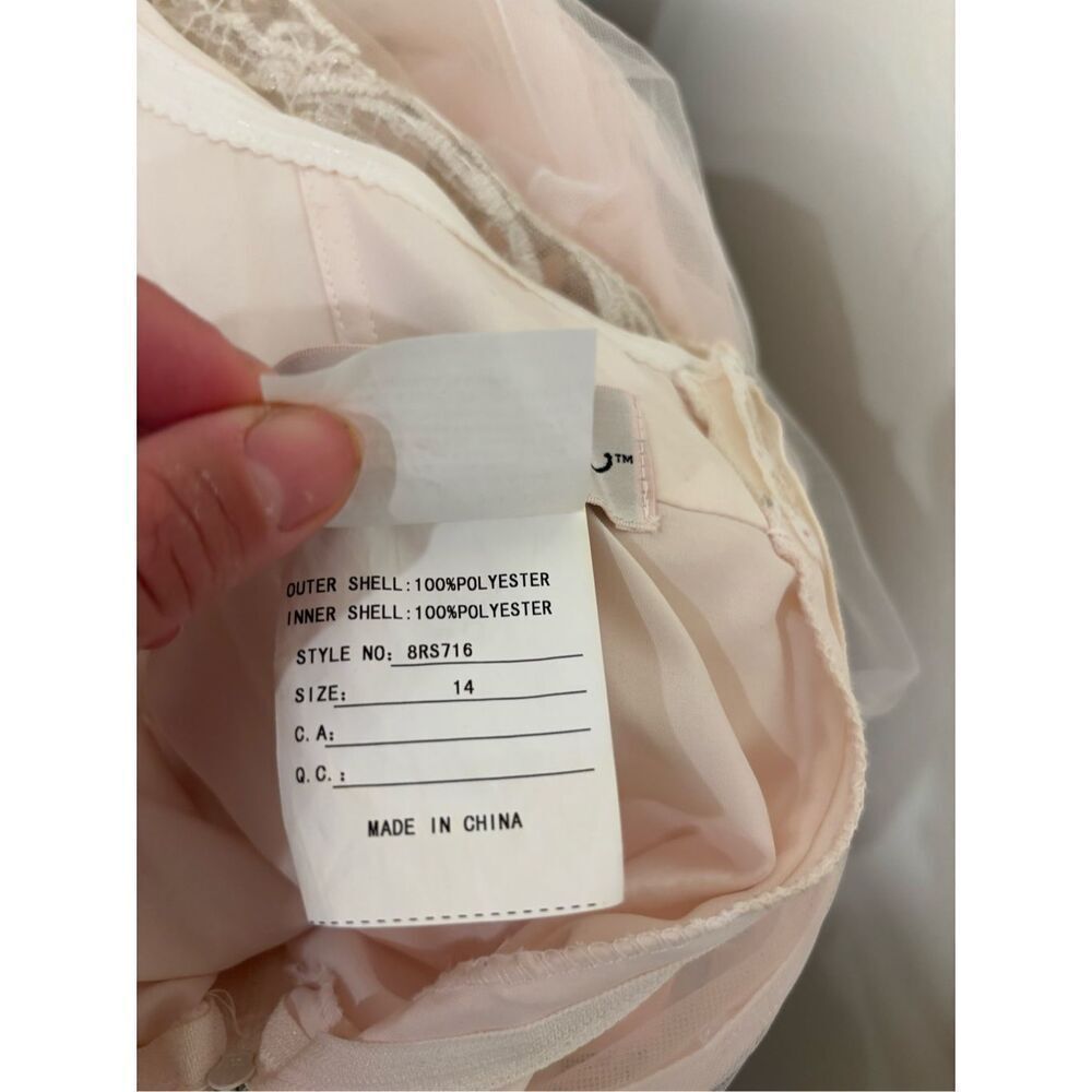 Rebecca Ingram Women's Amanda Lace Tulle Wedding Dress Ivory Blush Pink Size 14 - Picture 10 of 11